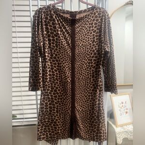Soft Surroundings Animal Print Long Sleeve Tunic Dress - Brown & Black